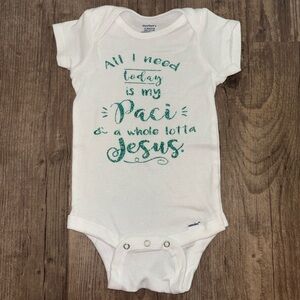 NWOT Gerber Paci and Jesus Onesie